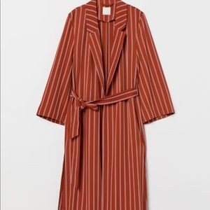 H&M Dark Orange/Striped Long Coat
